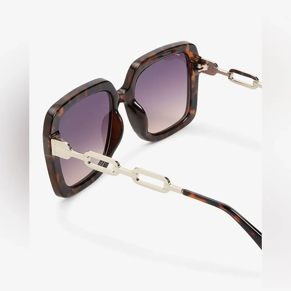#mobwife 🌺 NWT HAVANA CHIC OVERSIZED SQUARE FRAME CHAIN SUNGLASSES